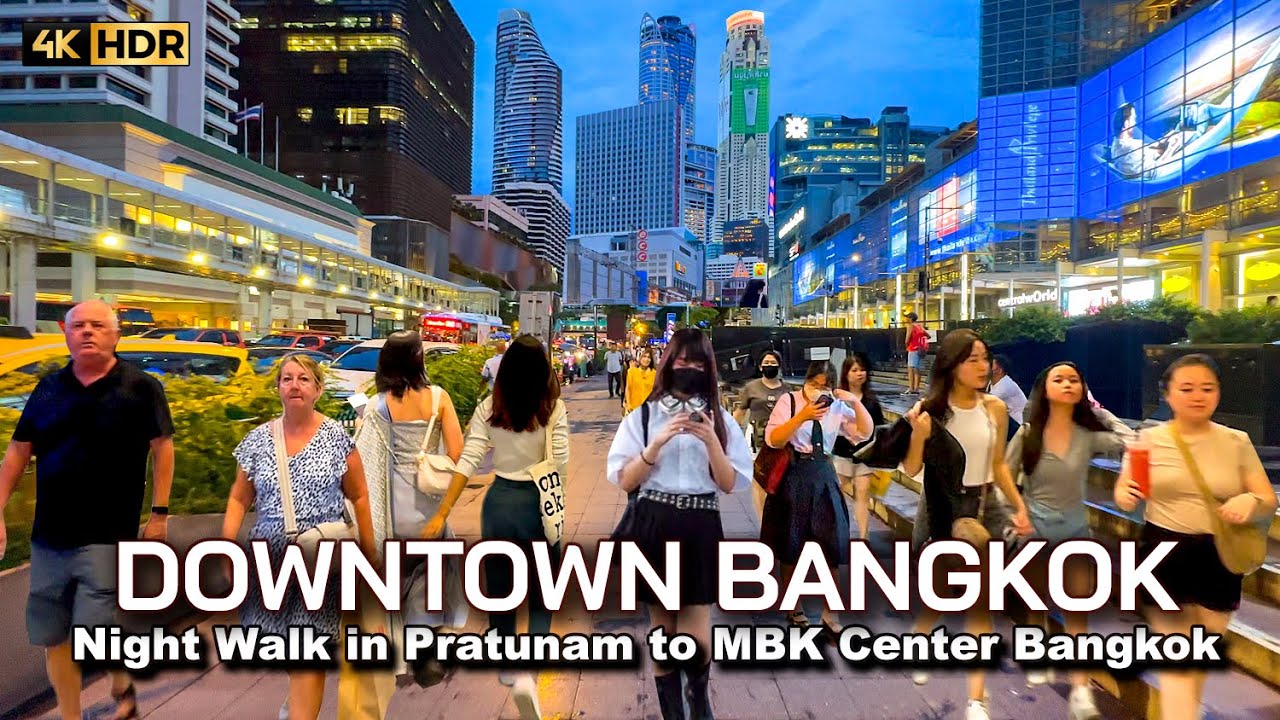 🇹🇭 4K HDR | Night Walk in Downtown Bangkok | Pratunam to MBK Center | Thailand 2023