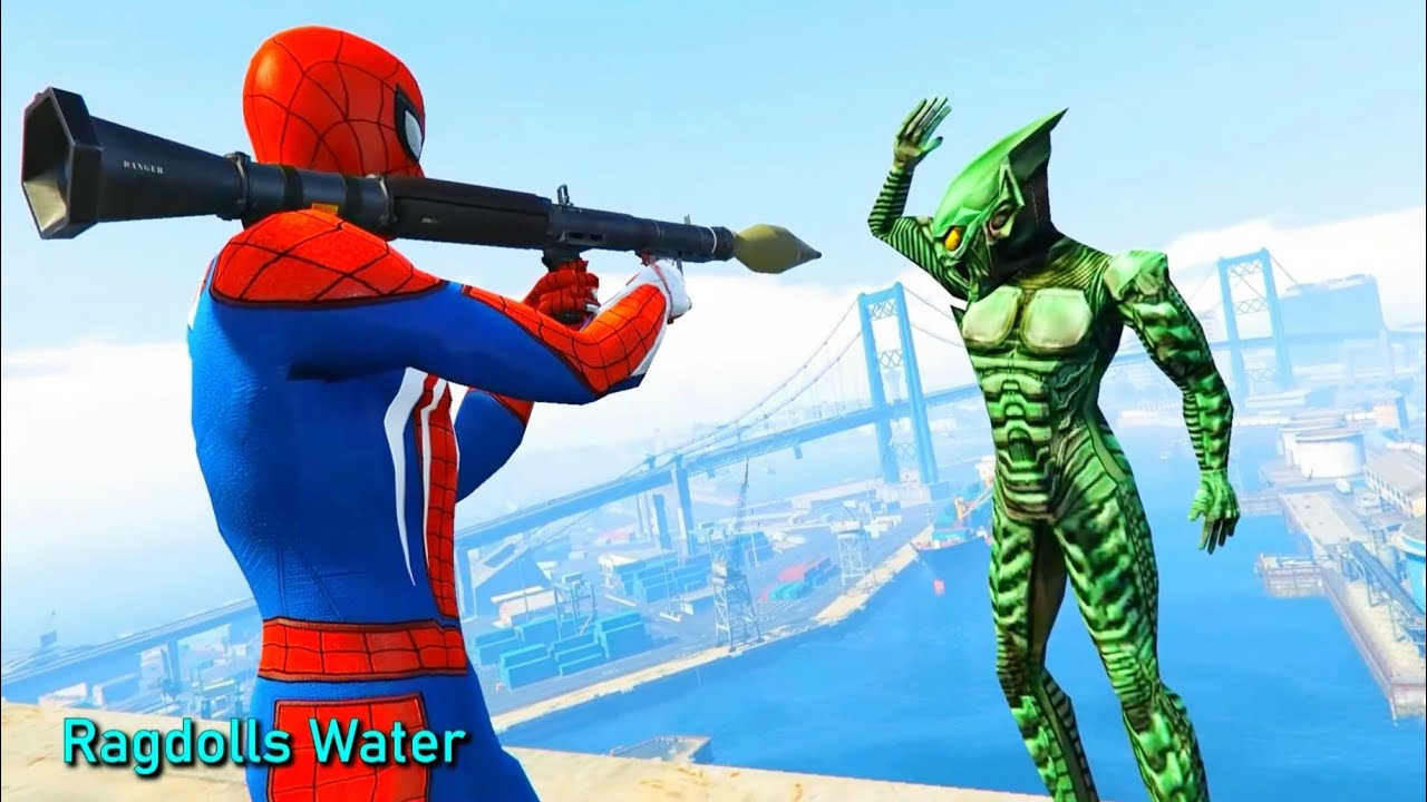 SPIDERMAN vs Green Goblin #SPIDERMAN #GREENGOBLIN #GTA5 #RAGDOLLS #FAILS