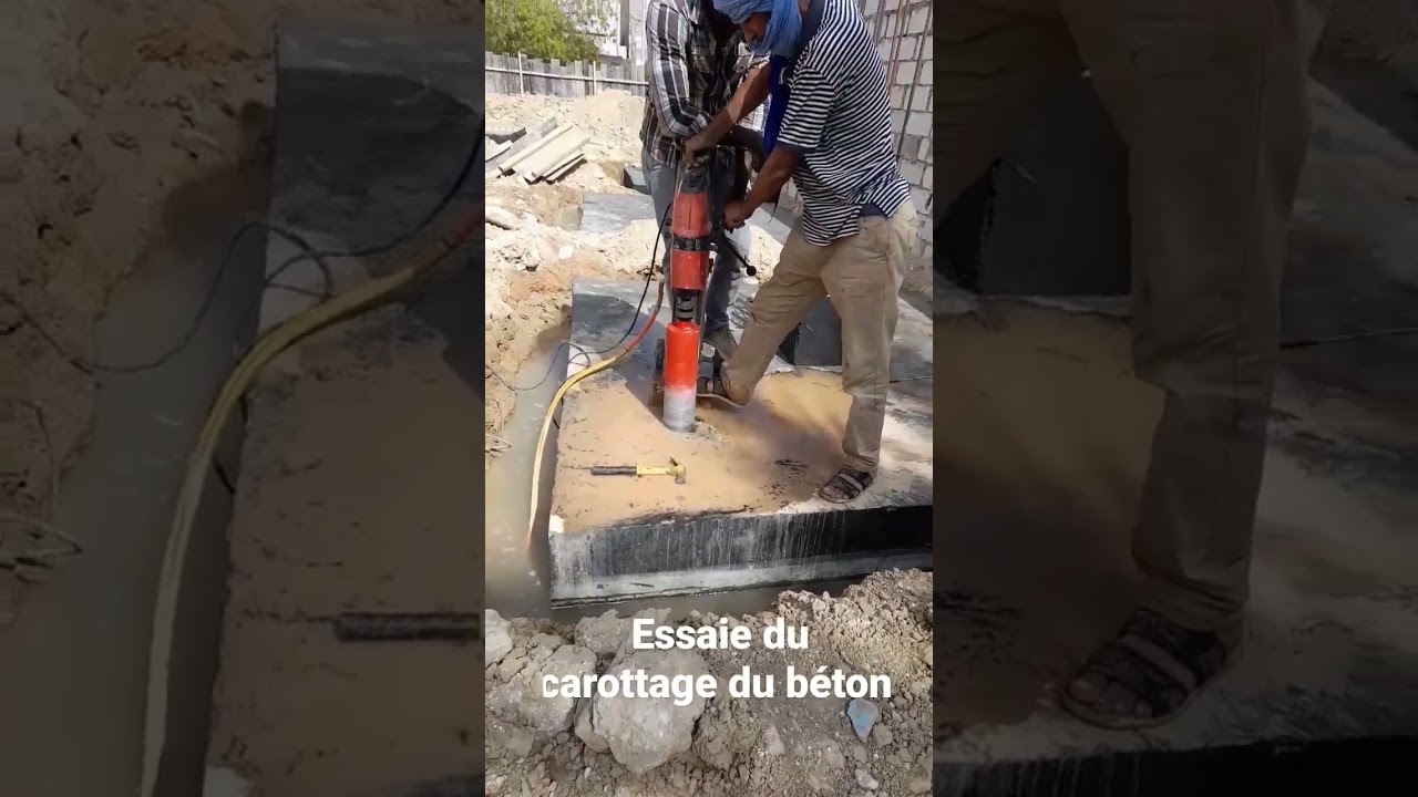 Essaie du carottage du b&eacute;ton