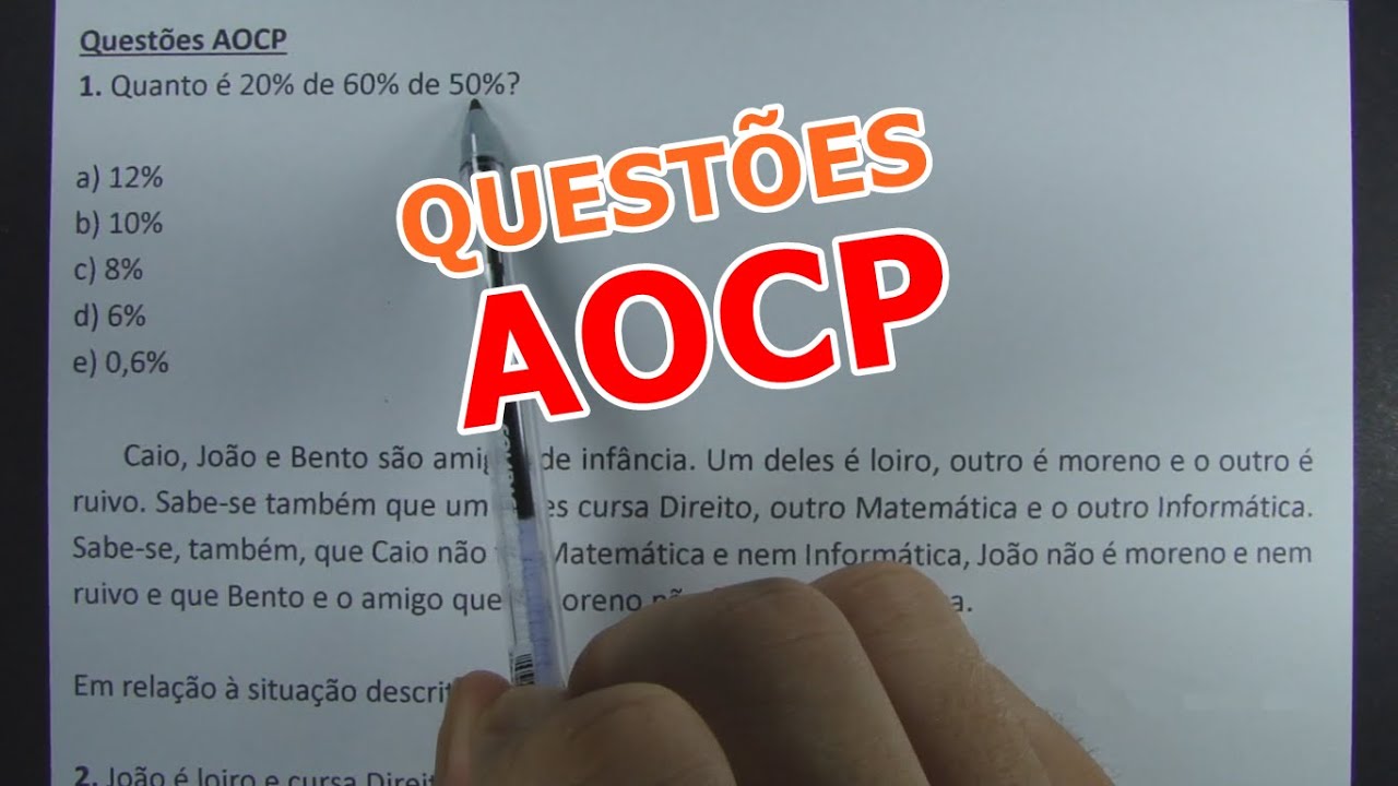 QUESTÕES AOCP - 6 QUESTÕES DE CONCURSO!!