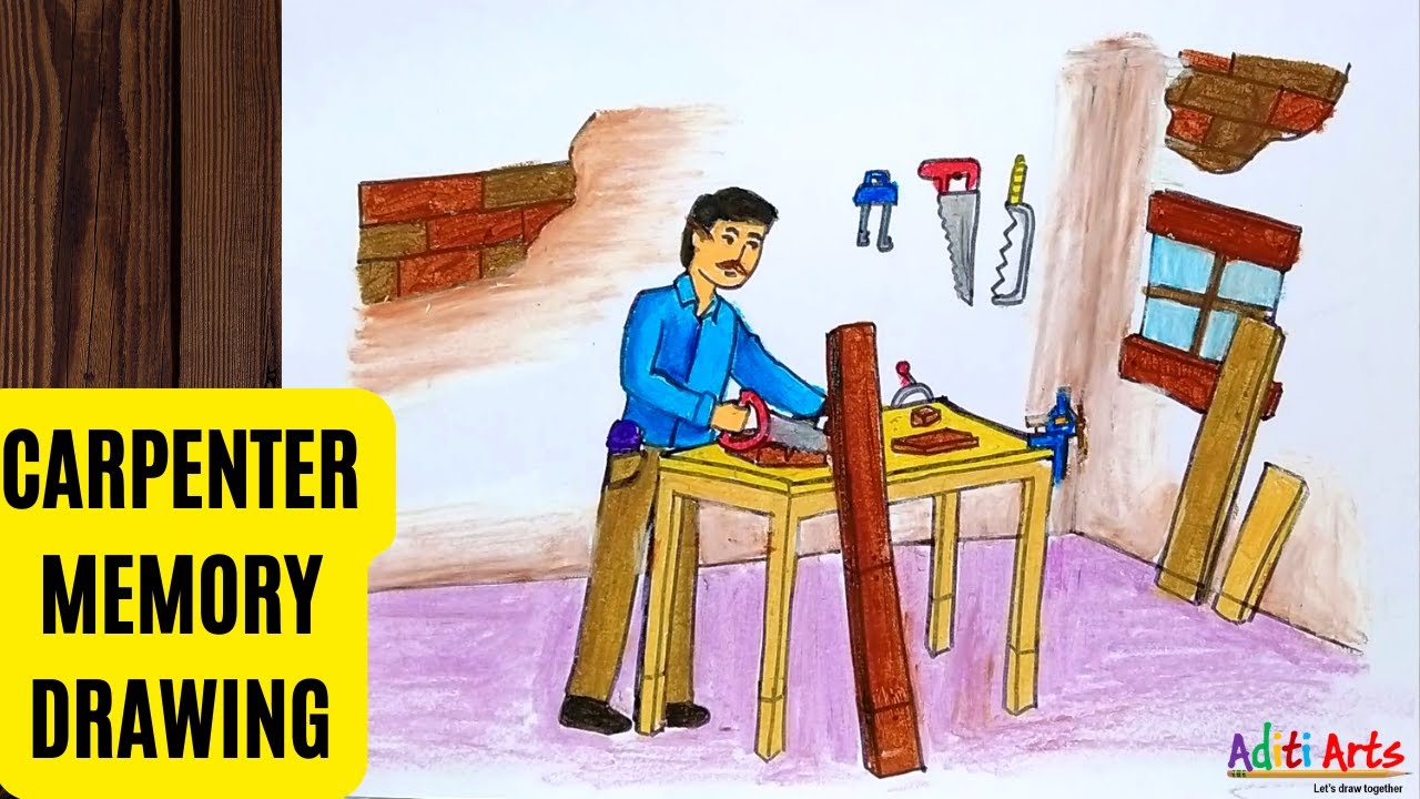 How to draw Carpenter | Carpenter Memory Drawing | Carpenter Drawing Easy