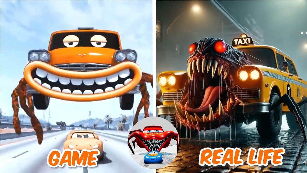 INFECTED Taxi Car Eat Monsters In Real Life | All Eater Monster | Tiles Hop EDM Rush Coffin Dance