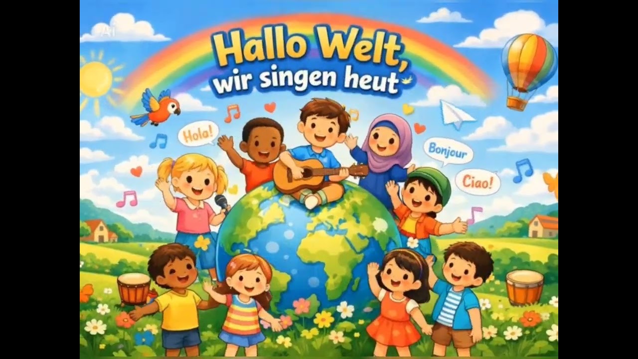 🌍 Kinderlied Deutsch – Hallo Welt, wir singen heut 🎶 | Mitsingen & Spaß
