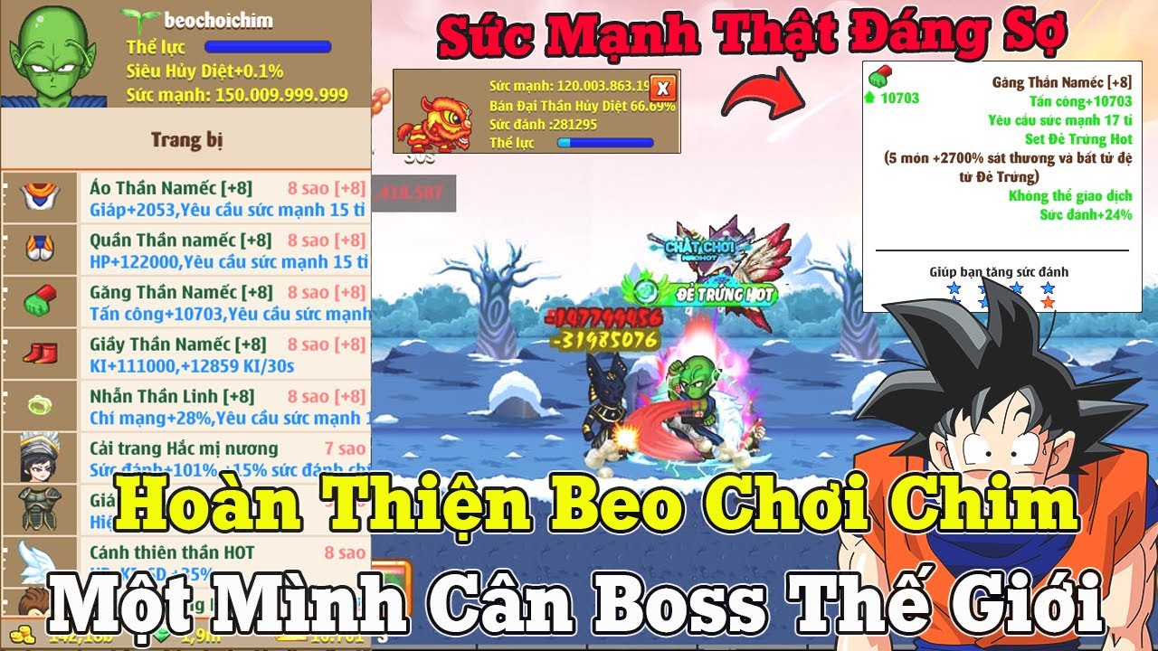 Clip Cuối C&ugrave;ng Về Ngọc Rồng Hot....Ho&agrave;n Thiện Si&ecirc;u Phẩm Chơi Chim C&acirc;n Boss Thế Giới 70 Tỷ Hp