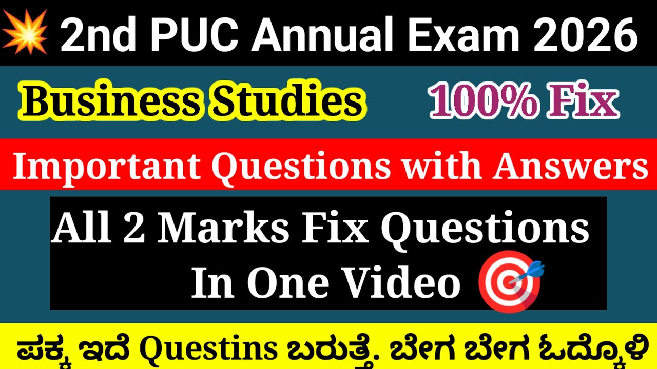 2nd PUC Business Studies Important Questions For Annual Exam 2026 With Answers 