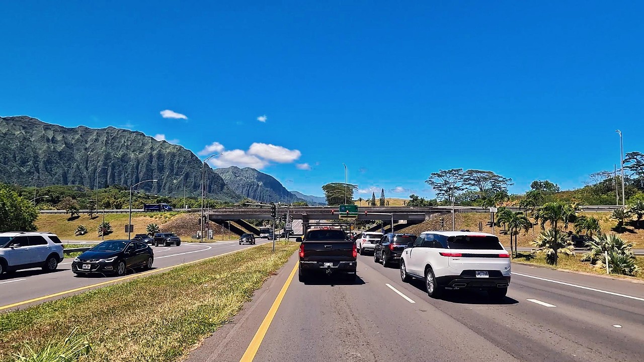 4K Pali Hwy Drive | Relaxing Scenic Drive Through Oahu, Hawaii