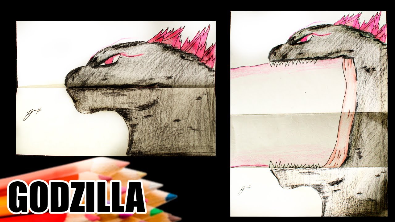 COMO DIBUJAR LA CARA DE GODZILLA ✅ CON DOBLES SORPRESA 😱 SUPER FACIL 👌 ROSA