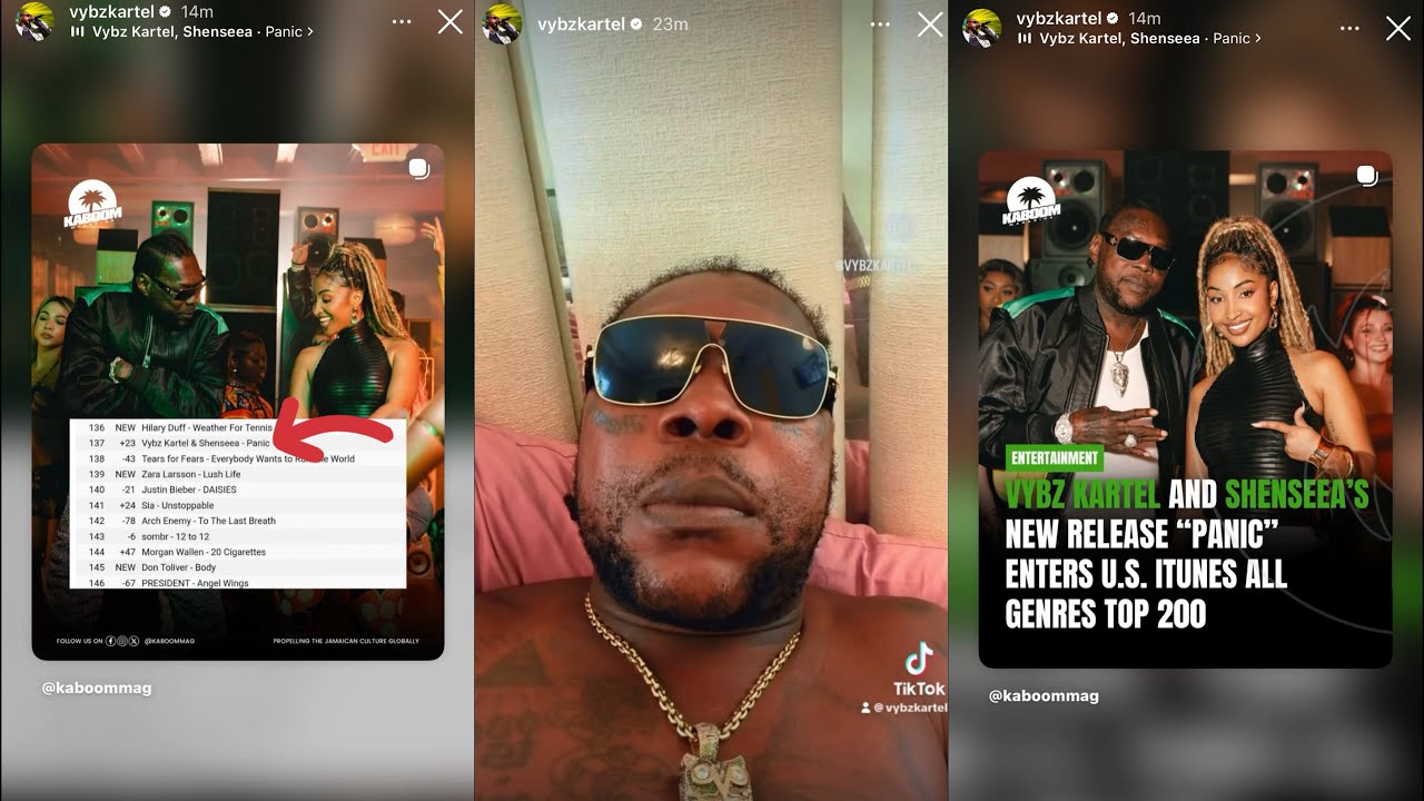 VYBZ KARTEL&SHENSEEA PANIC ENTERS US ITUNES TOP 200 ALL GENERS+#1 IN THE US,CANADA&UK+1DON WID A MSG