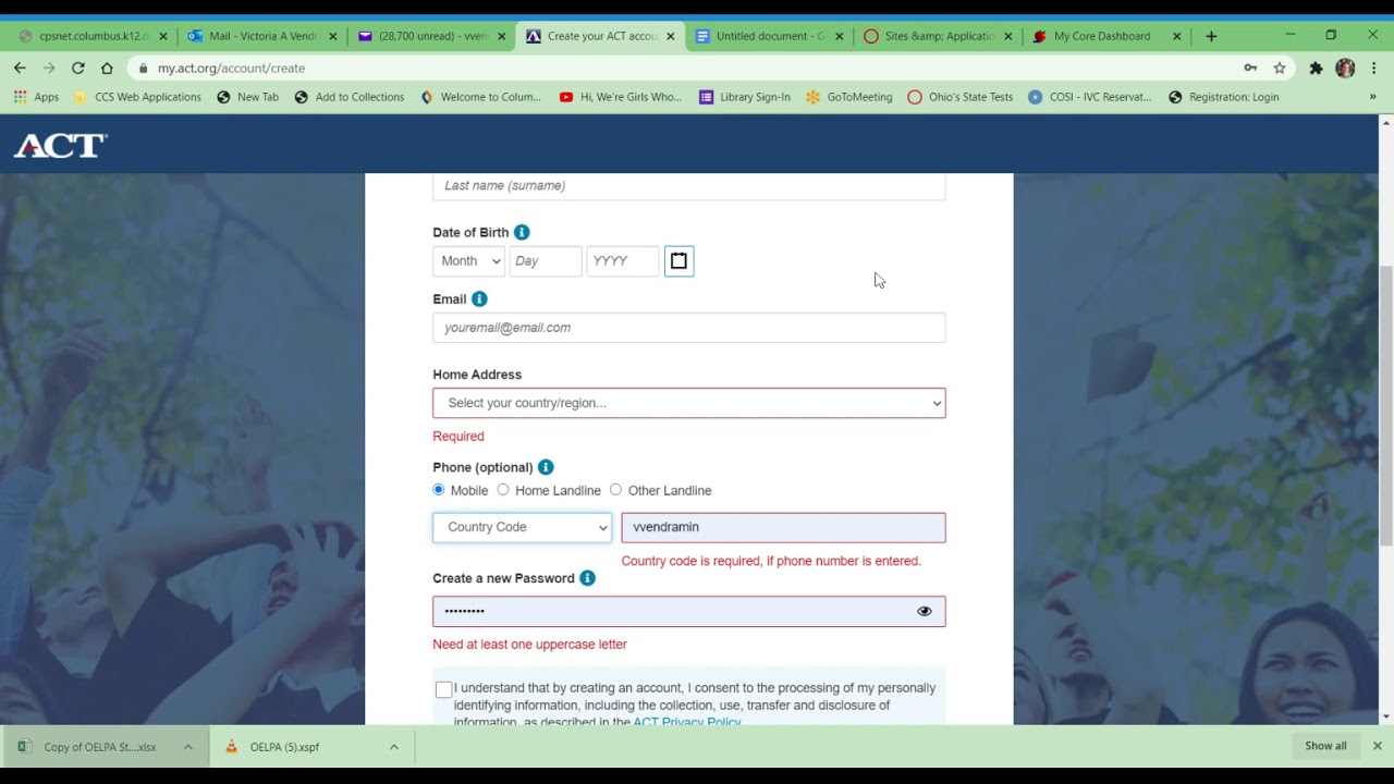 Create your ACT account