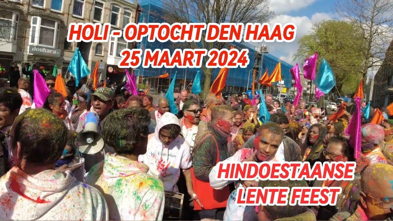 Holi Phagwa Optocht Den Haag 25 Maart 2024 | Hindoestaanse Lente feest in Den Haag