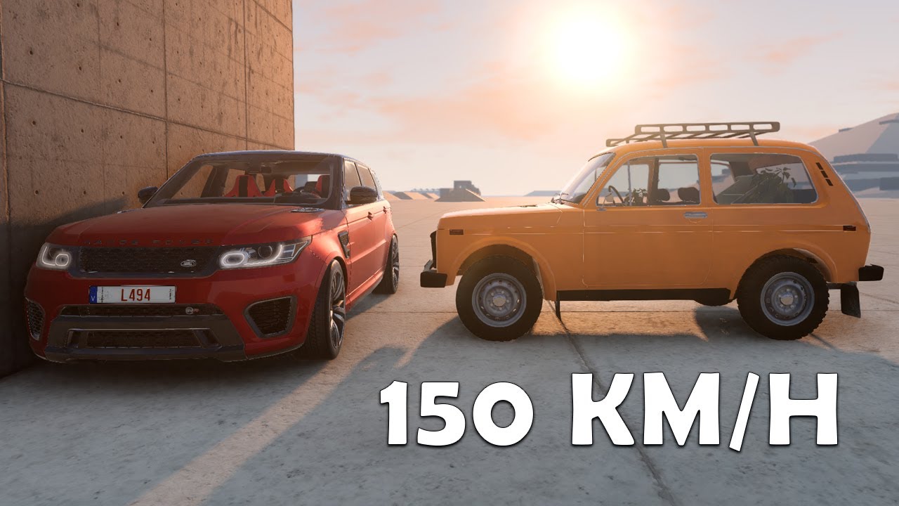 Range Rover Sport vs Lada Niva 150 KM/H  - BeamNG Drive