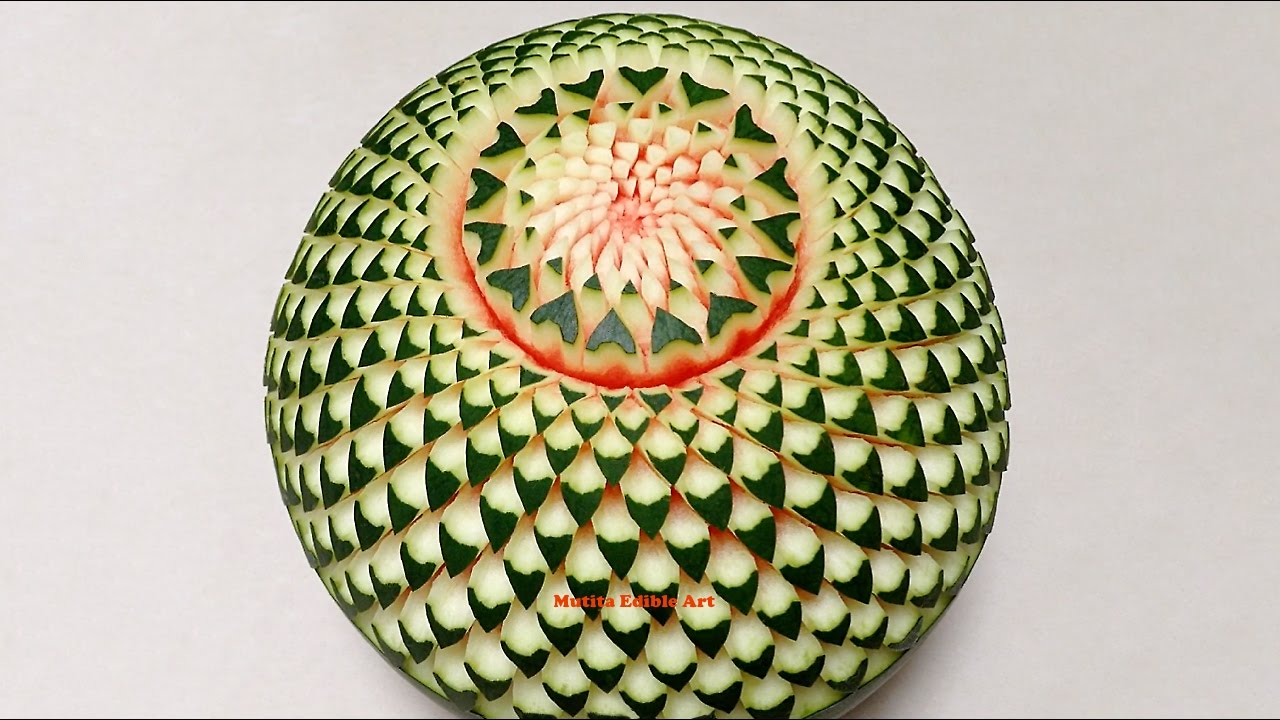 Watermelon Beautiful Cactus Flower - Advanced Lesson 15 By Mutita Thai Art Of Fruit And Veg Carving