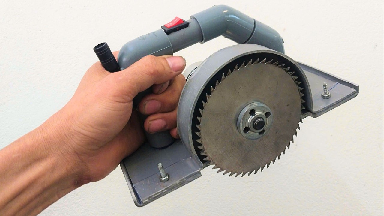 Homemade mini cutting machine made from PVC plastic for woodworking projects