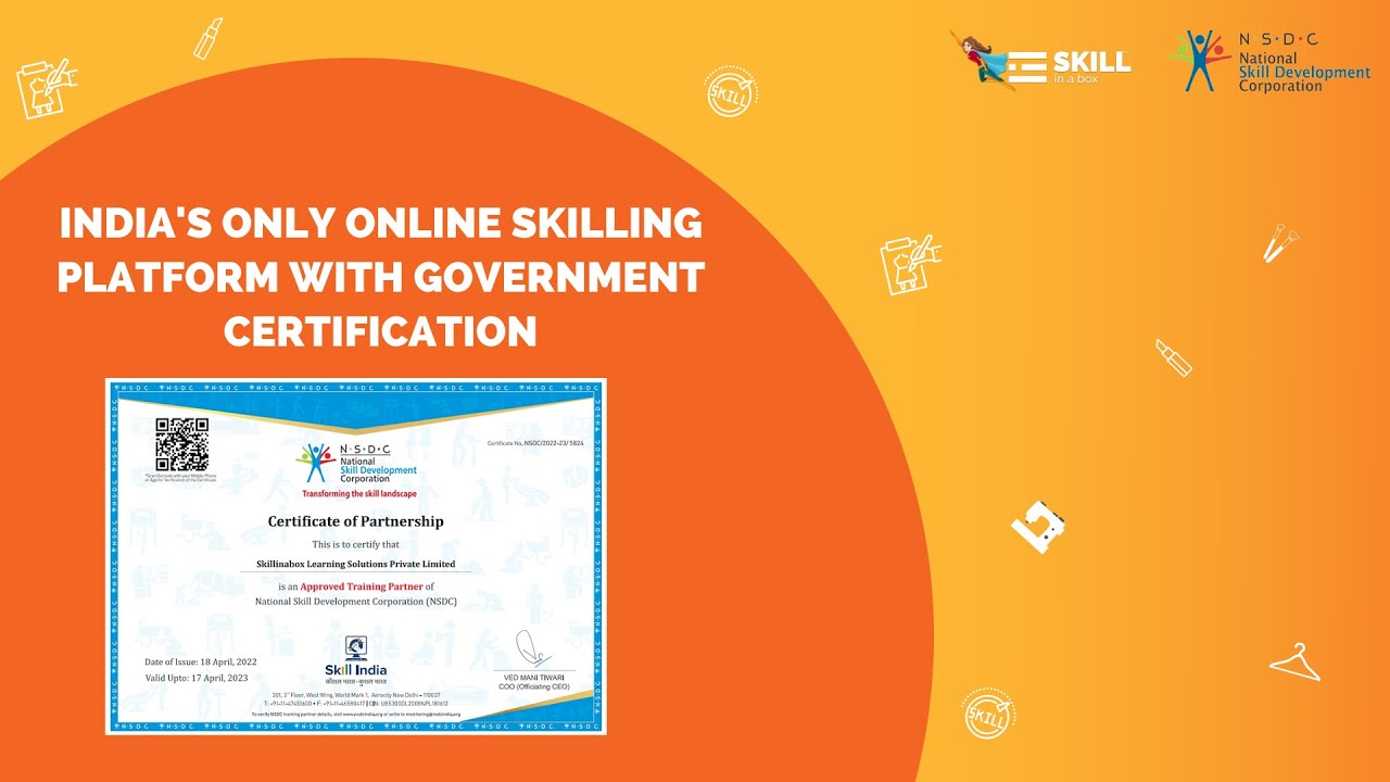 INDIA'S ONLY ONLINE SKILLING PLATFORM WITH GOVERNMENT CERTIFICATION #nsdc #govtcertificate #skills