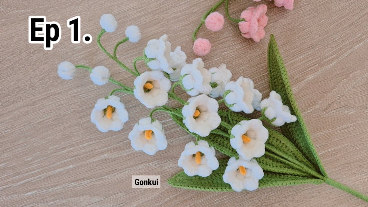 Ep1. Flower ❤️ Crochet Puff Lily of The Valley Flower Tutorial step by step | Crochet Flower Bouquet