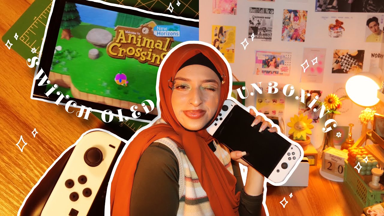 Nintendo Switch OLED Unboxing 📦🌱| first impressions, cozy vibes & animal crossing 🏝️🎮🤍✨