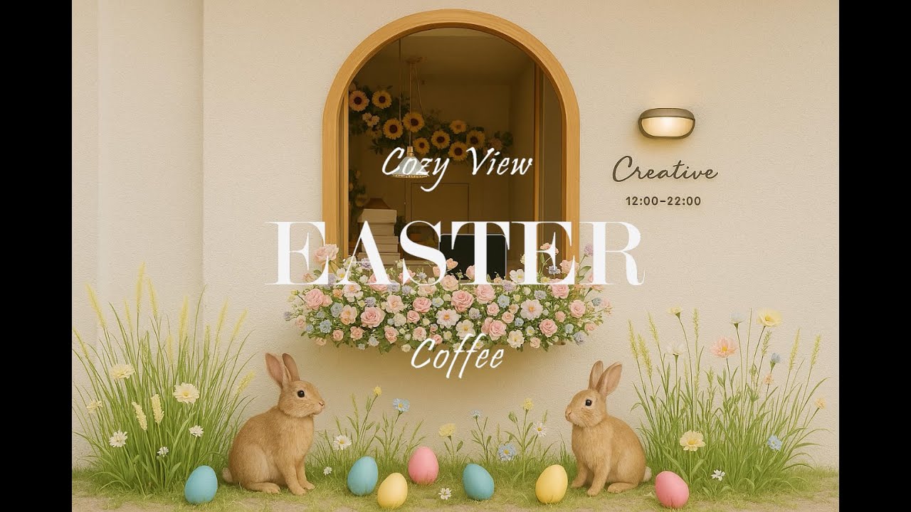Happy Easter Jazz 🐰 Cozy Caf&eacute; Ambience, Fireplace Warmth, Relaxing Spring Jazz Music, Easter Bunnies