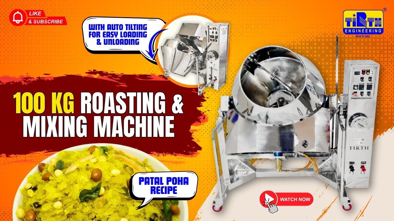 100 Kg Roasting & Mixing Machine | Complete Patla Poha Chivda Making Process | Tirth Engineering
