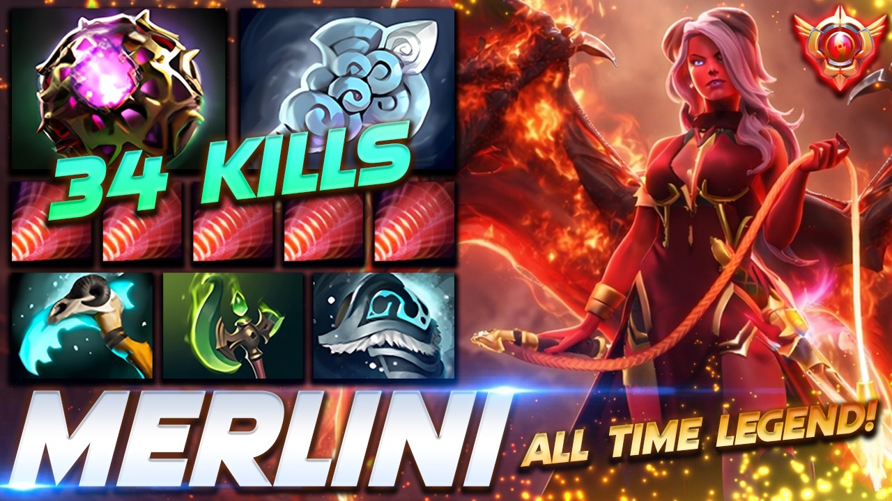 Merlini Queen of Pain 34 Frags - LEGEND - Dota 2 Pro Gameplay [Watch & Learn]