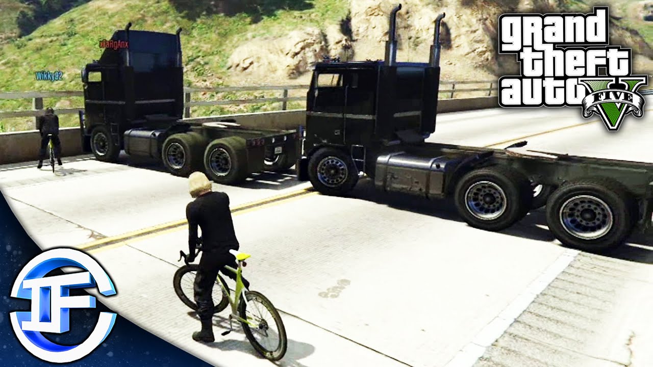 PERO SERÁN TRAMPOSOS! LA TÉCNICA CIZALLA!! XD - Bicis Vs Camiones - GTA V ONLINE