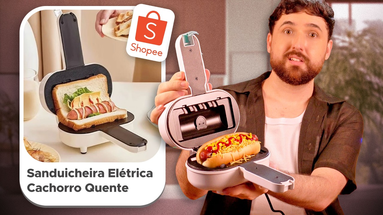 😱 Testei a Máquina de HOT DOG da Shopee | Sanduicheira que faz CACHORRO QUENTE?