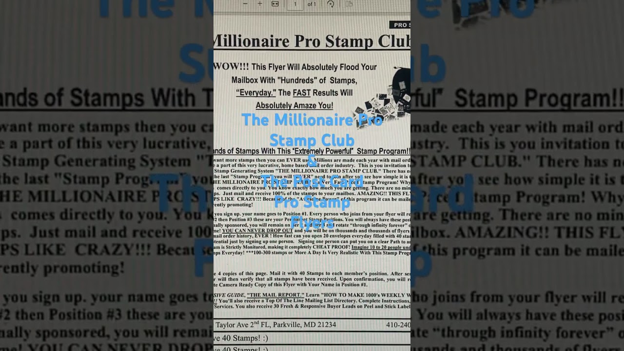 The Millionaire Mailer Pro Stamp Flyer
