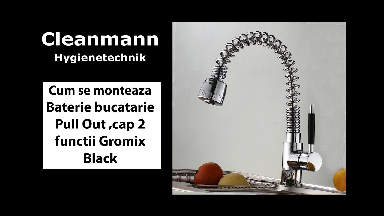 Cum se monteaza Baterie bucatarie Pull Out ,cap 2 functii Gromix Black