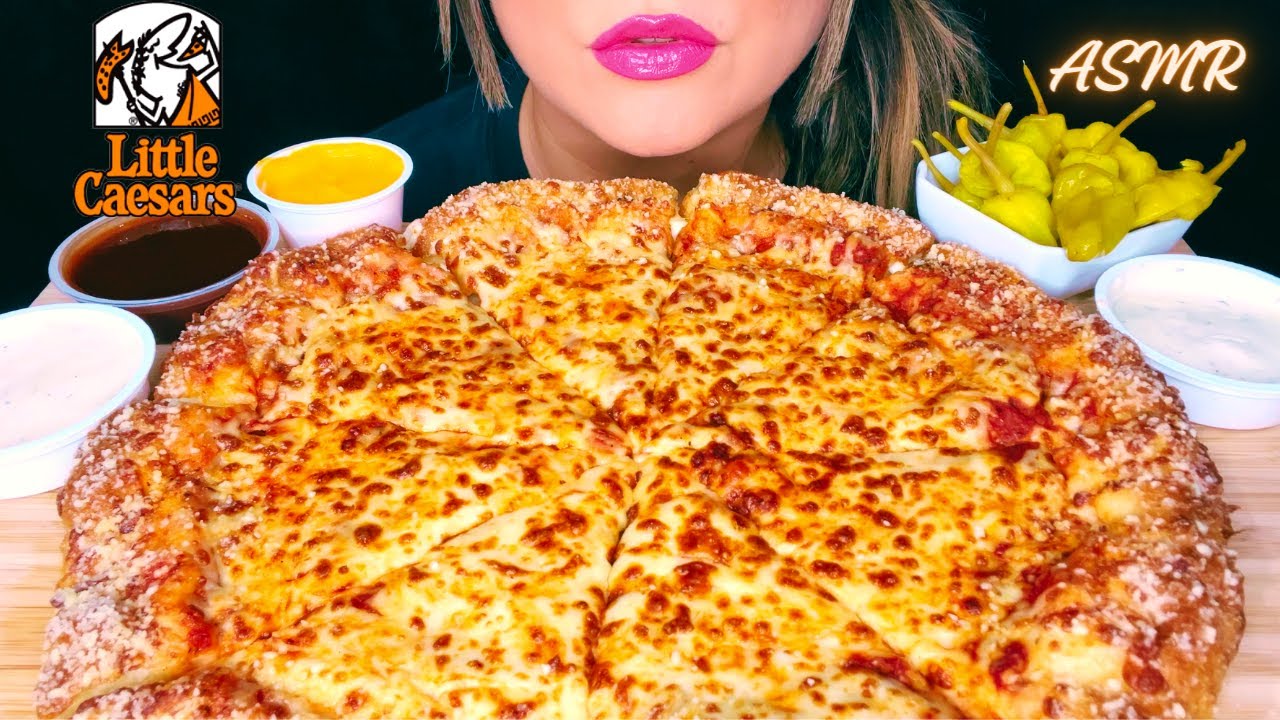 ASMR LITTLE CAESARS CHEESE STUFFED CRUST PIZZA MUKBANG | EATING SOUNDS