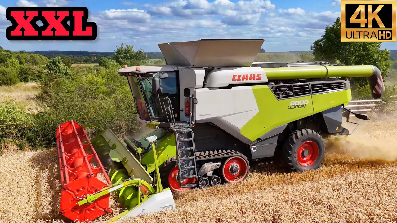 4K HUGE CLAAS Combine 8800 Harvesting Wheat YORKSHIRE UK
