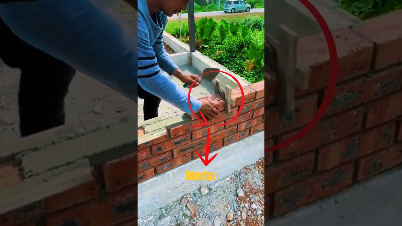 Perfect Bricklaying Technique Using Mason&rsquo;s Trowel &ndash; Professional Brick Wall Construction. #shorts