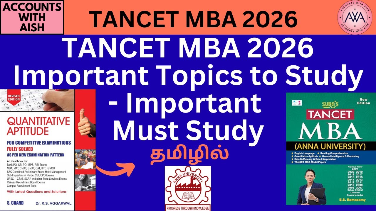 🔴TANCET MBA 2026 Important Topics to Study- Important Must Study