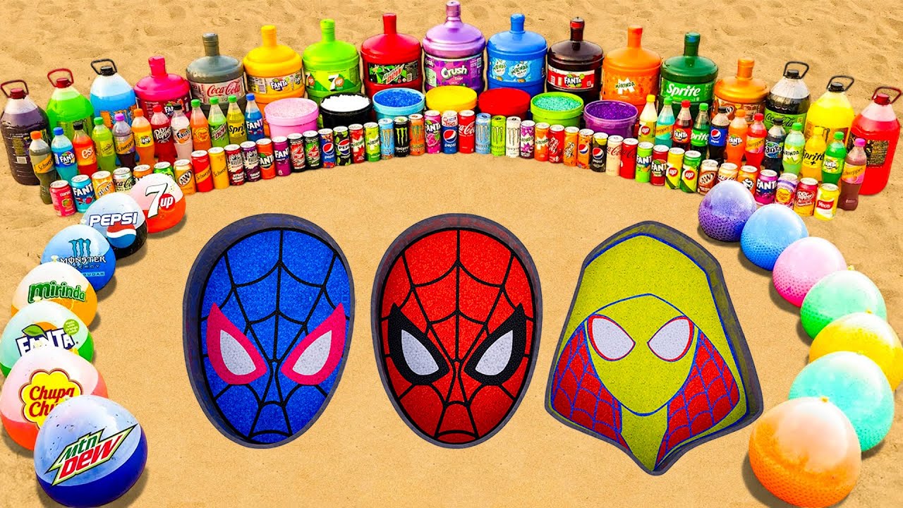 How to Make Spiderman Family with Spiderman, Blue Spiderman, Yellow SpiderGwen, Coca Cola vs Mentos