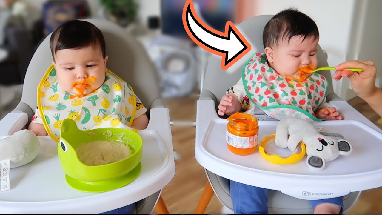 لأول مرة التوأم يجربو الأكل🥣| ردة فعلهم😅 عصام ونور