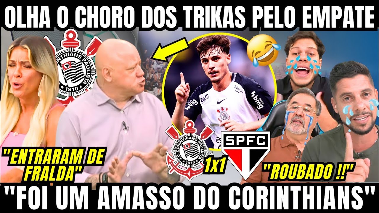 OLHA O CHORO DOS SÃO PAULINOS APÓS O EMPATE CONTRA O CORINTHIANS AGORA NO JOGO ABERTO AO VIVO 