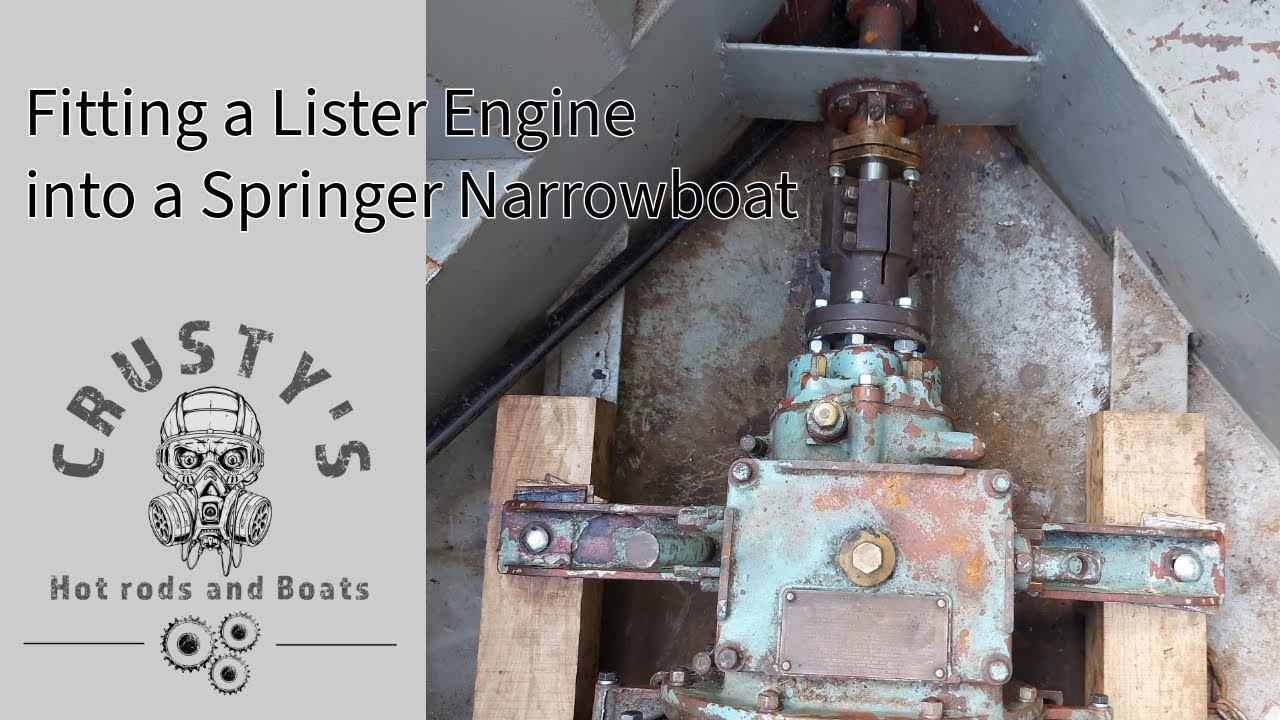 Fitting a Lister Engine into a Springer Narrowboat. Lining up the propshaft to the gearbox.