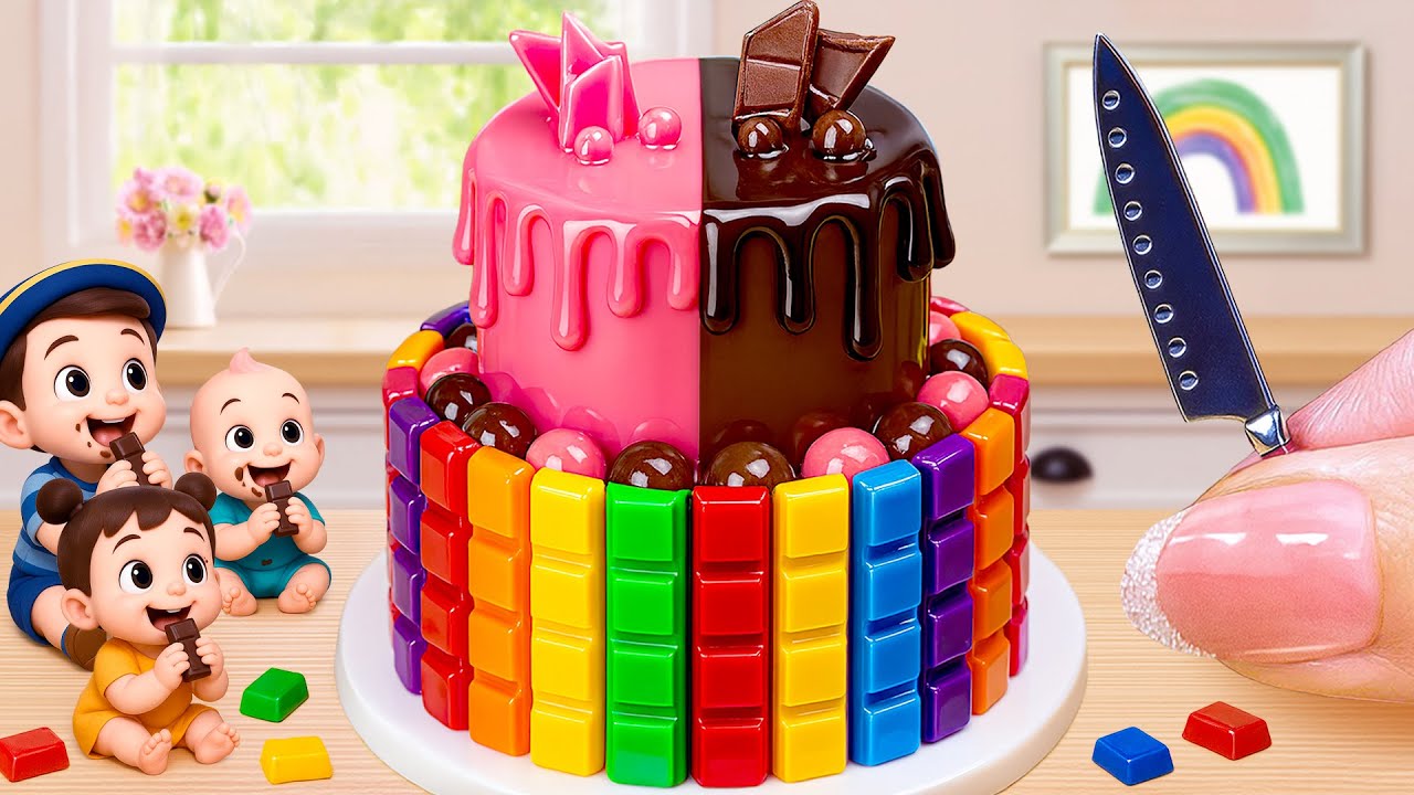 Miniature Rainbow Chocolate Cake 🌈 Satisfying Rainbow ChocoBerry Cake Decorating by Lovely Bakery