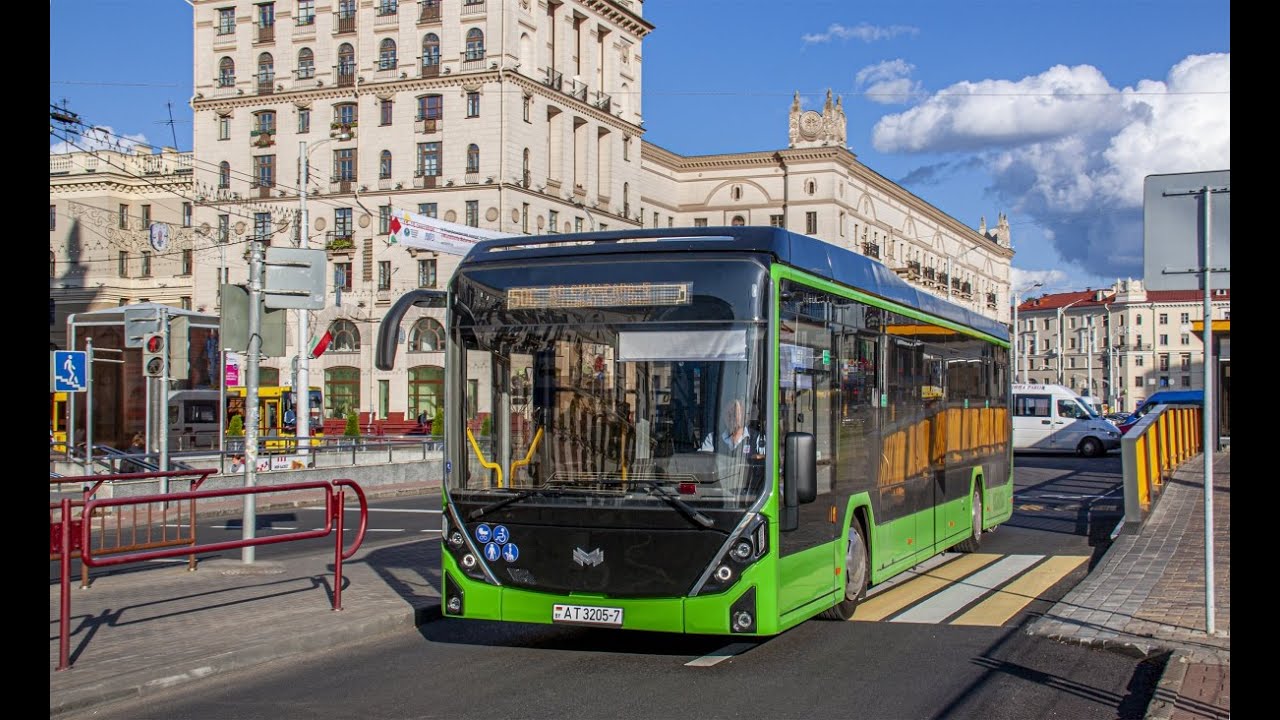 Электробус Минска БКМ-Е321,гос.№ АТ 3205-7,марш.50с (21.09.2020)