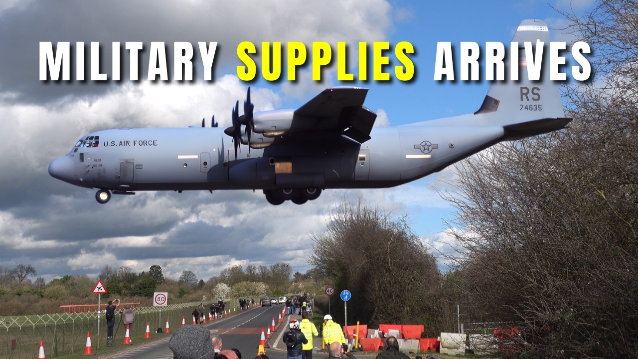 MASSIVE SUPPLY DROP | C-130 HERCULES – Landing & Takeoff RAF Fairford