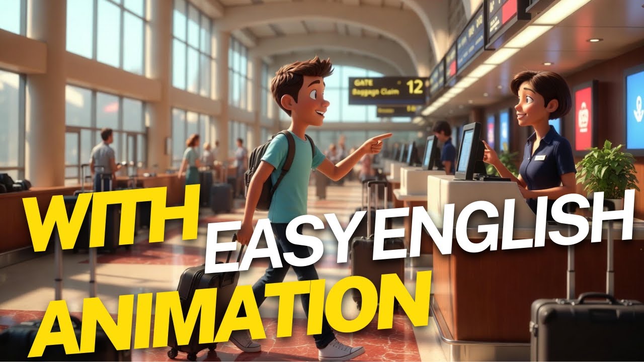 Learn English with Alex: Airport, Market & Neighbor Conversations | A1–A2 Animated English Lessons