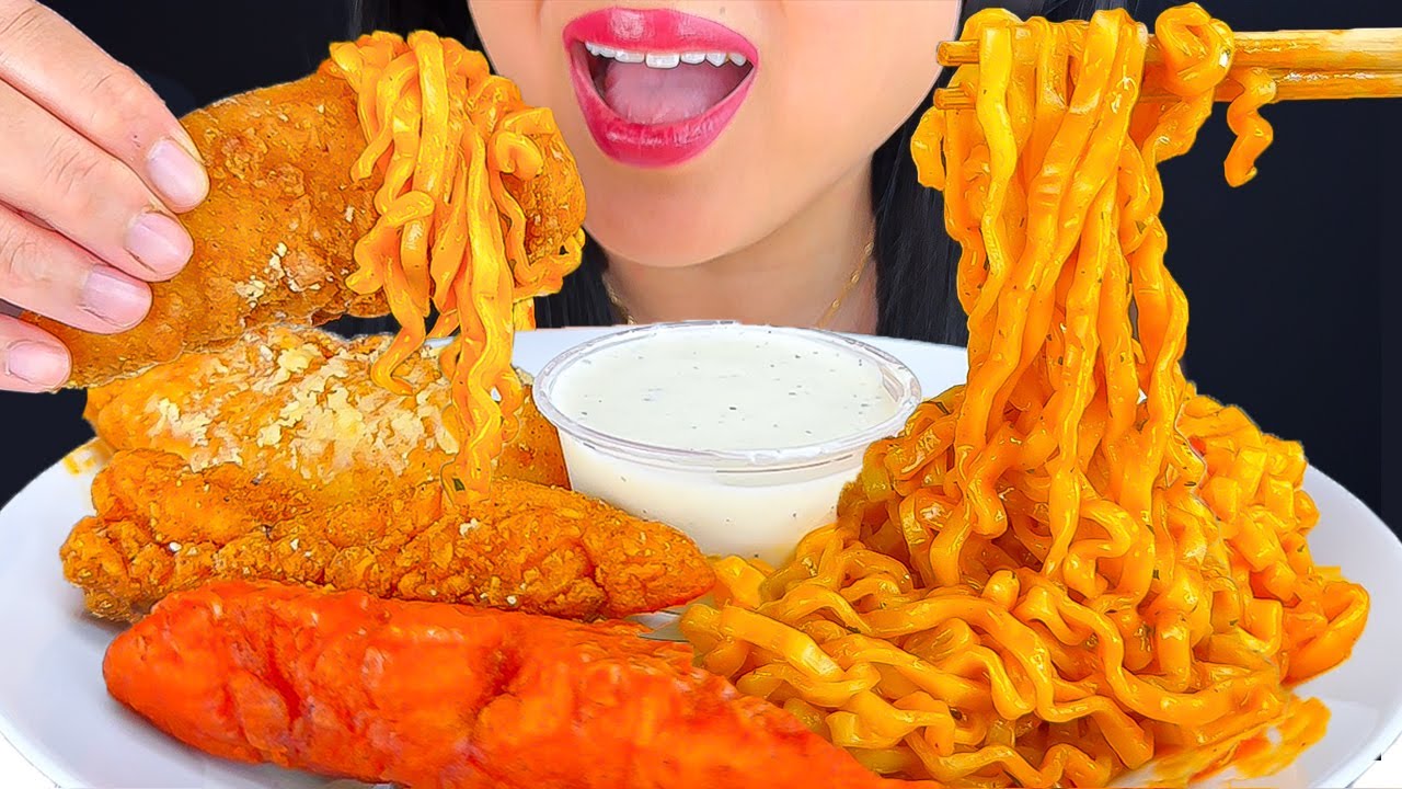 WINGSTOP WITH BULDAK NOODLES ASMR PHAN