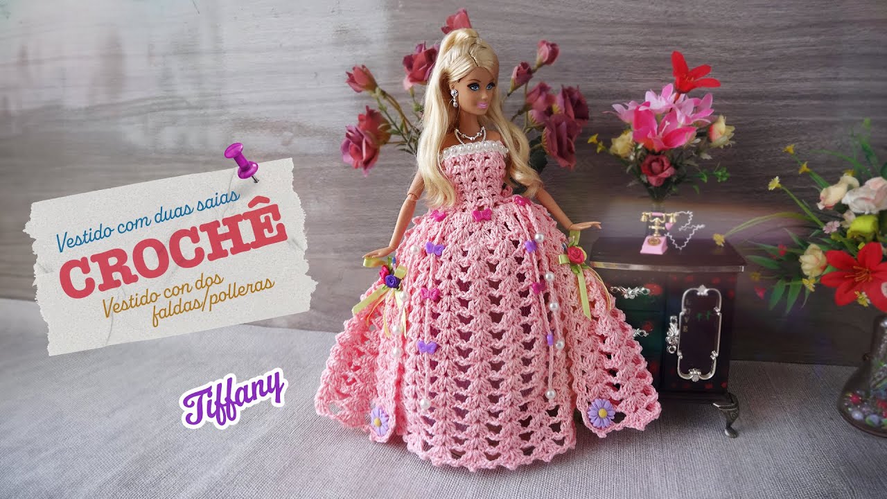 Vestido com 2 saias para Barbie 💄 Tiffany