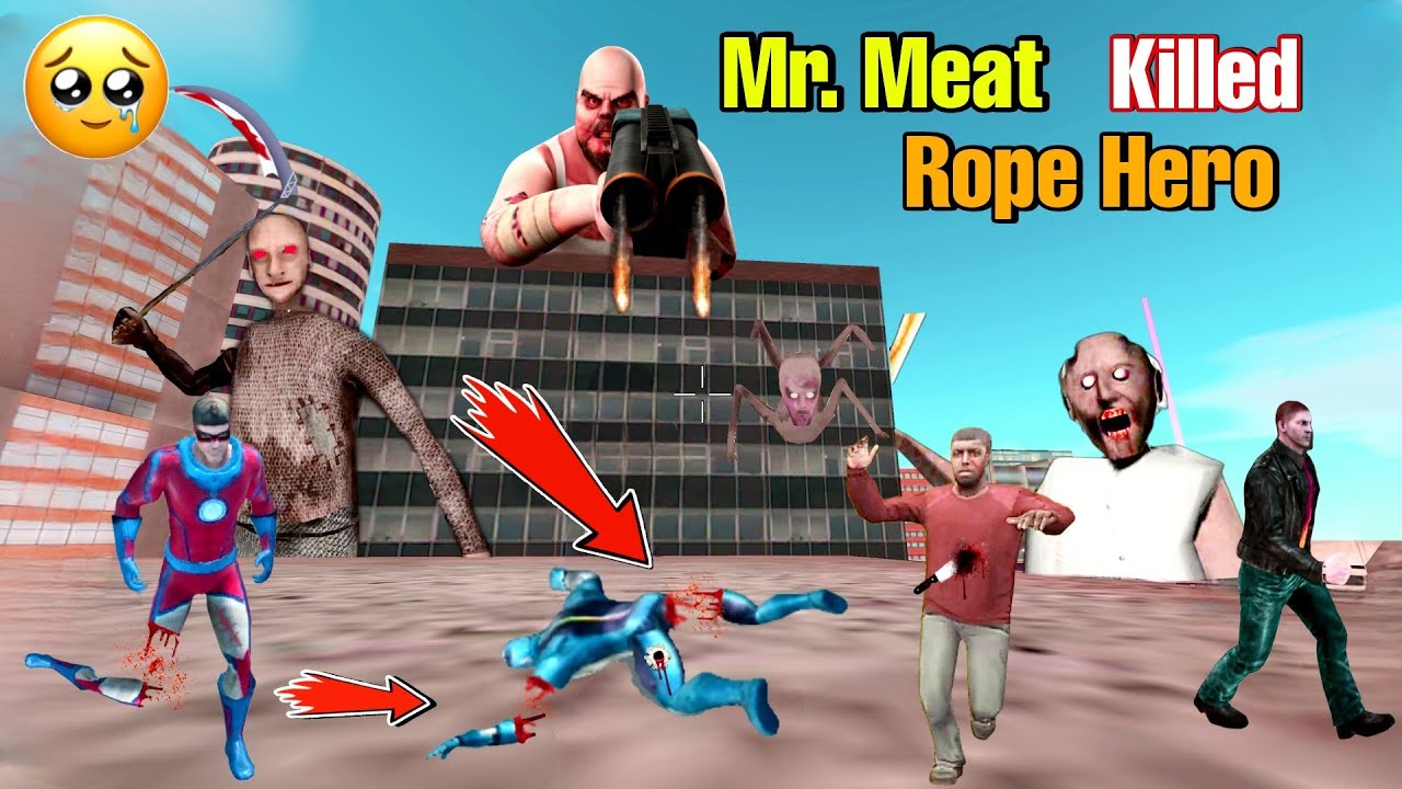 Mr. Meat Killed Rope Hero | Mr.Meat kidnapp Artica in Vice Town | Horror Rope Hero | Black Spider 2