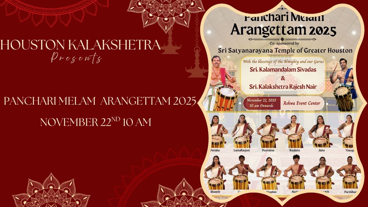 Houston Kalakshetra presents Panchari Melam Arangettam 2025