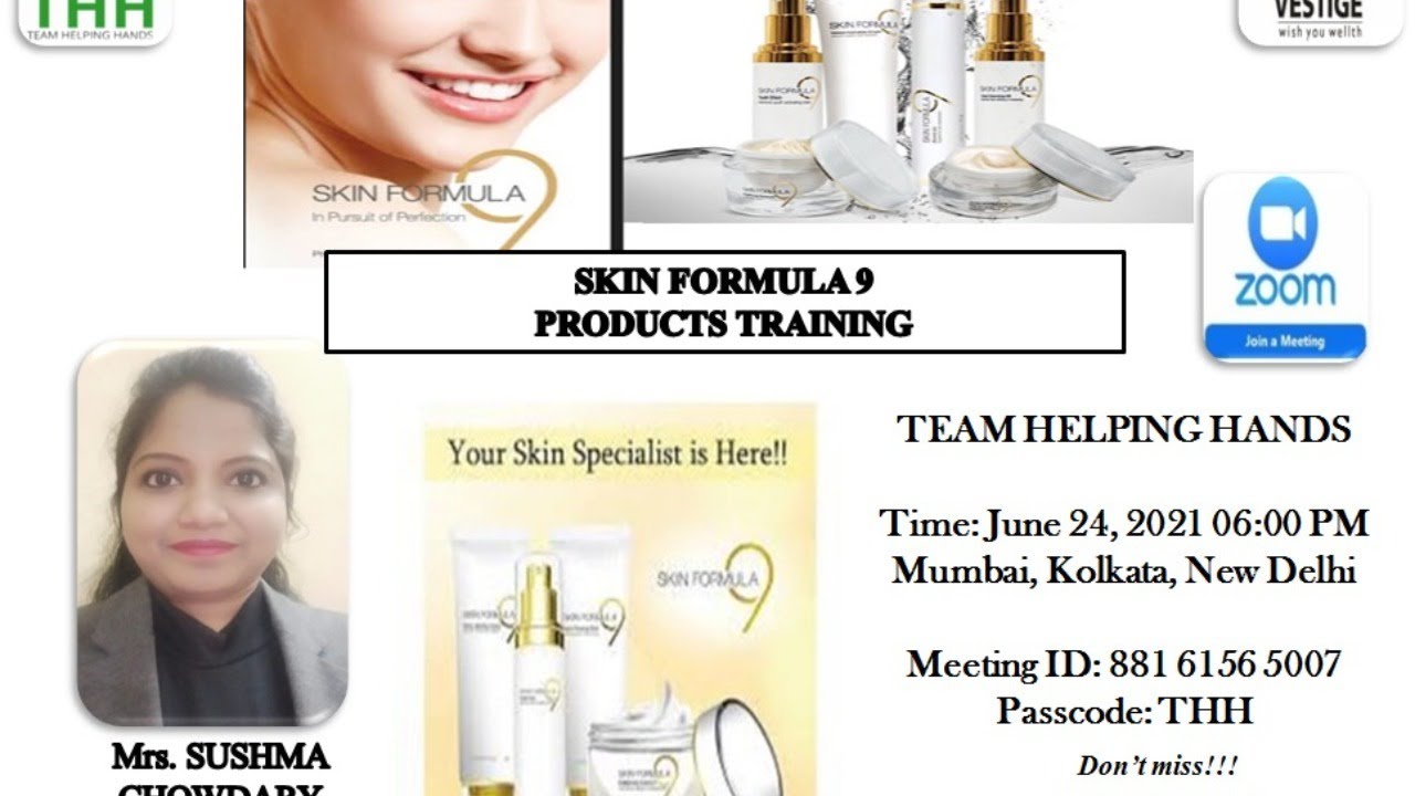Exclusive Training on SKIN FORMULA 9 (SF9) Products || Sushma Chowdary|| Zonal Sale Manager||VESTIGE
