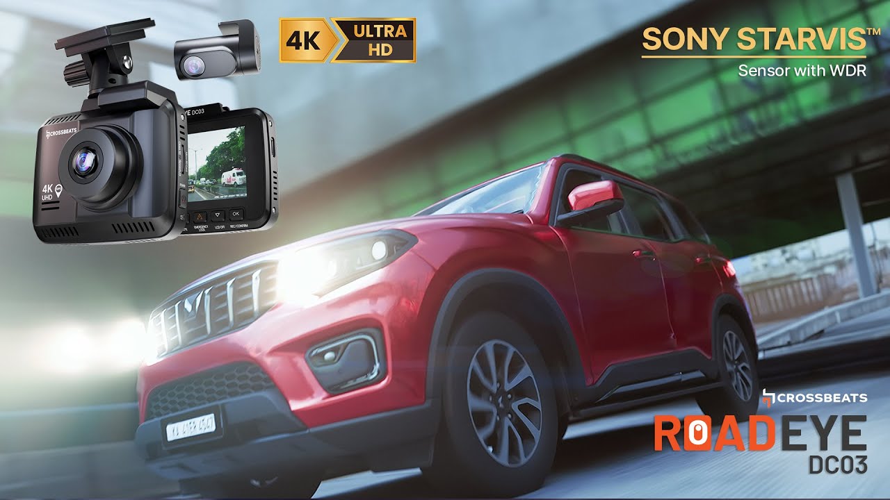 Crossbeats RoadEye DC03 4K Car Dashcamera | Front & Rear | Loop Recording | Sony Starvis Technology