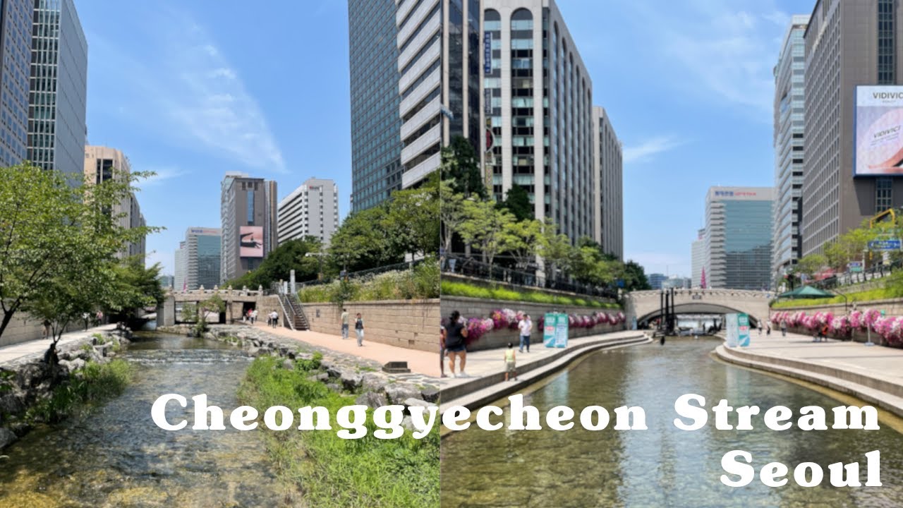 SUMMER MORNING WALK ALONG CHEONGGYECHEON STREAM SEOUL