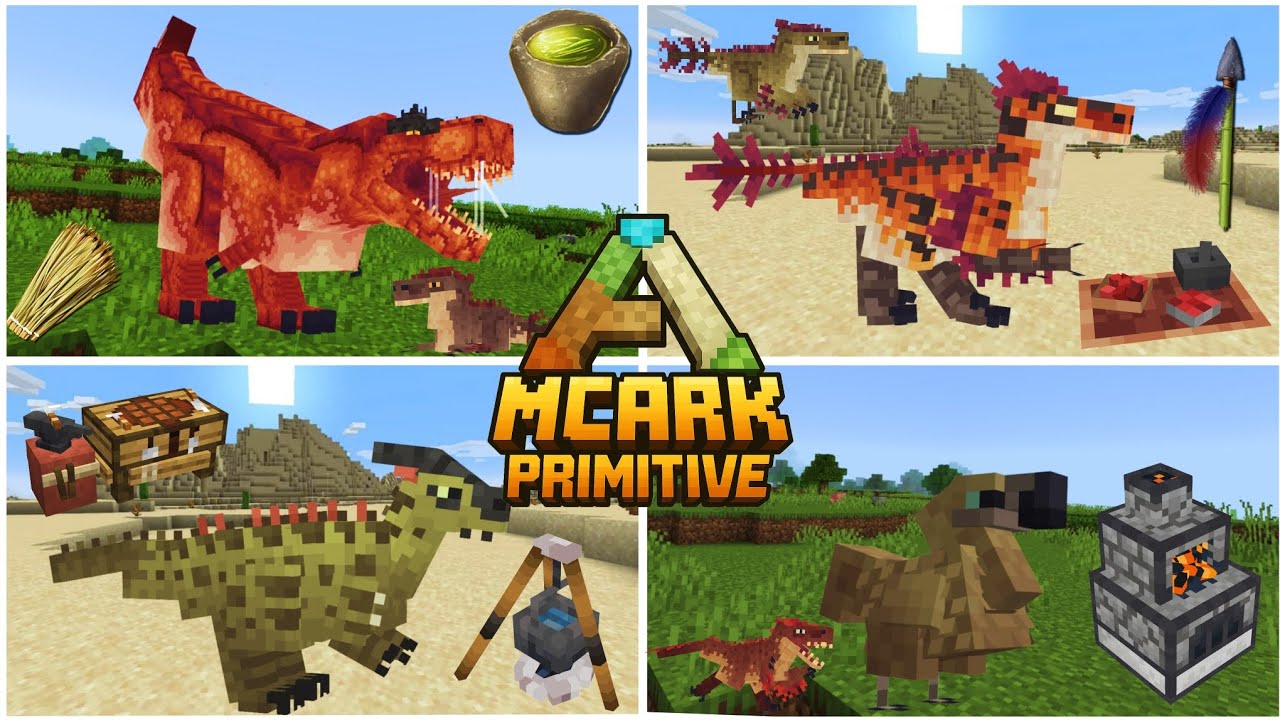 EL MEJOR ADDON DE DINOSAURIOS PARA MINECRAFT BEDROCK/PE 1.21+ | MC ARK PRIMITIVE PARA MINECRAFT PE