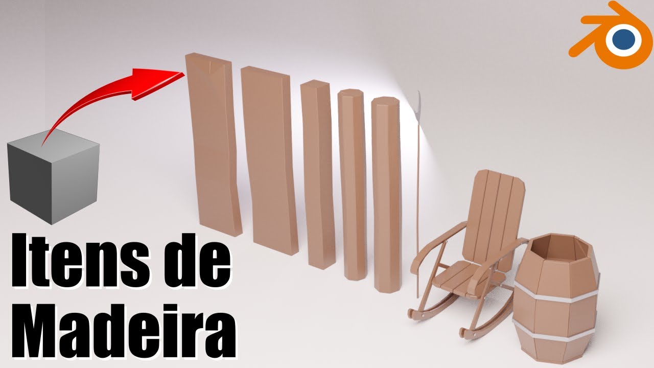 Modelando objetos de MADEIRA em low poly no Blender