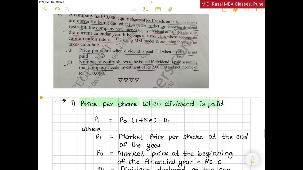 MM- Model ( Advanced Financial Management- MBA 3rd Semester S.P.P.U.) Imp Question 🙋🏻‍♂️