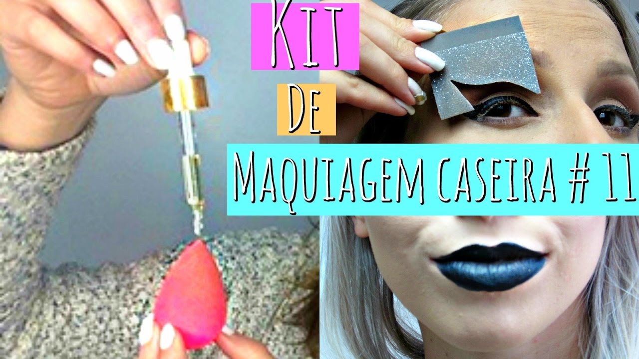 KIT DE MAQUIAGEM CASEIRA 11 - FARSALI, MOLDE DELINEADO, BATOM PRETO